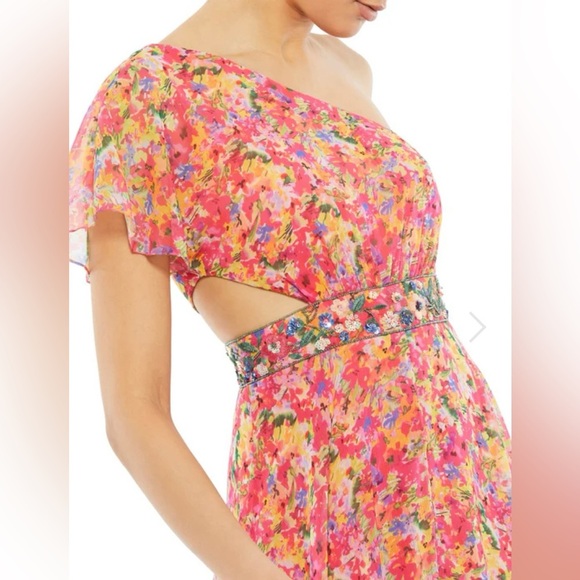 Mac Duggal 9157 NWT Long Floral One Shoulder Formal Dress - Picture 3 of 6